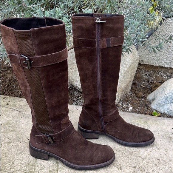 Aquatalia Women's Brown Suede Buckle Riding Boots Size 9 - Picture 2 of 11